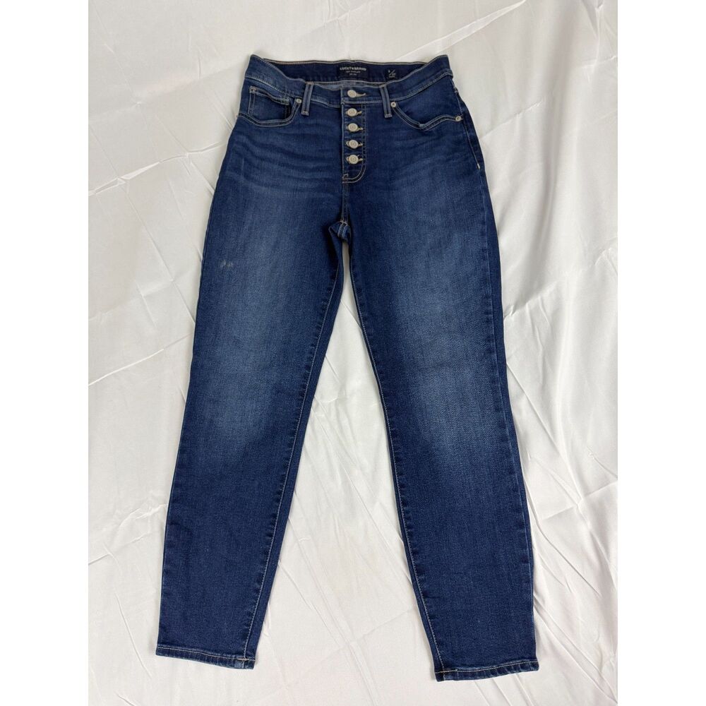 Lucky Brand Bridgette High Rise Skinny Jeans Women's 8/29 Dark Wash Button Fly